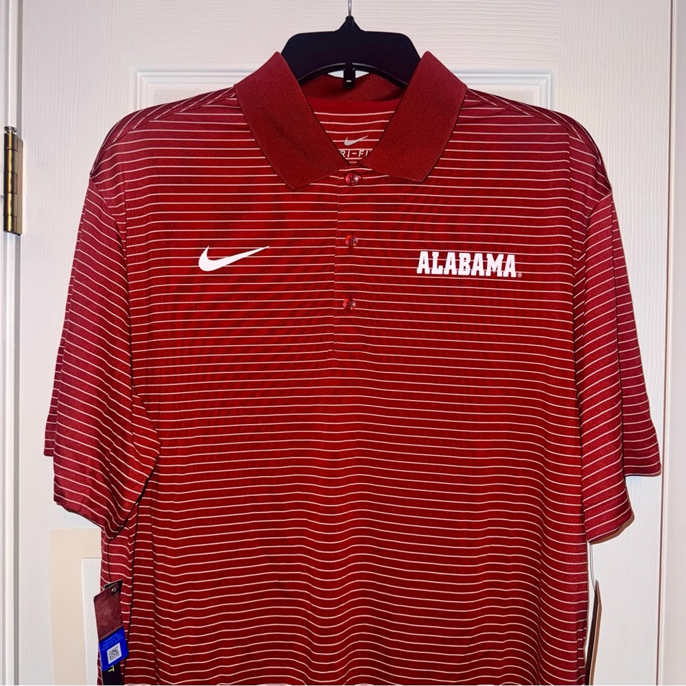 Nike Men's Crimson Striped Polo Shirt